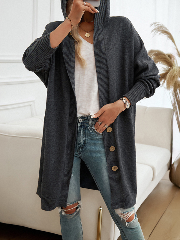 Cardigans- Favorite Fall Longline Hooded Cardigan for Women- - IndioGear.com