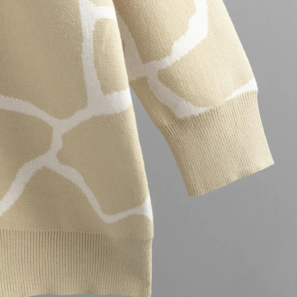 Cardigans- Giraffe’s Skin Print Pattern Sweater Cardigans- - IndioGear.com