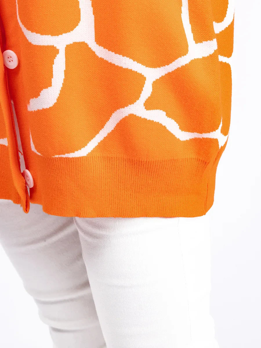 Cardigans- Giraffe’s Skin Print Pattern Sweater Cardigans- - IndioGear.com