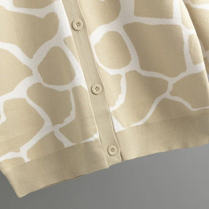 Cardigans- Giraffe’s Skin Print Pattern Sweater Cardigans- - IndioGear.com