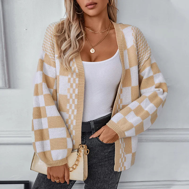 Cardigans- Grandpa Cardigans on Checkerboard Pattern- - IndioGear.com