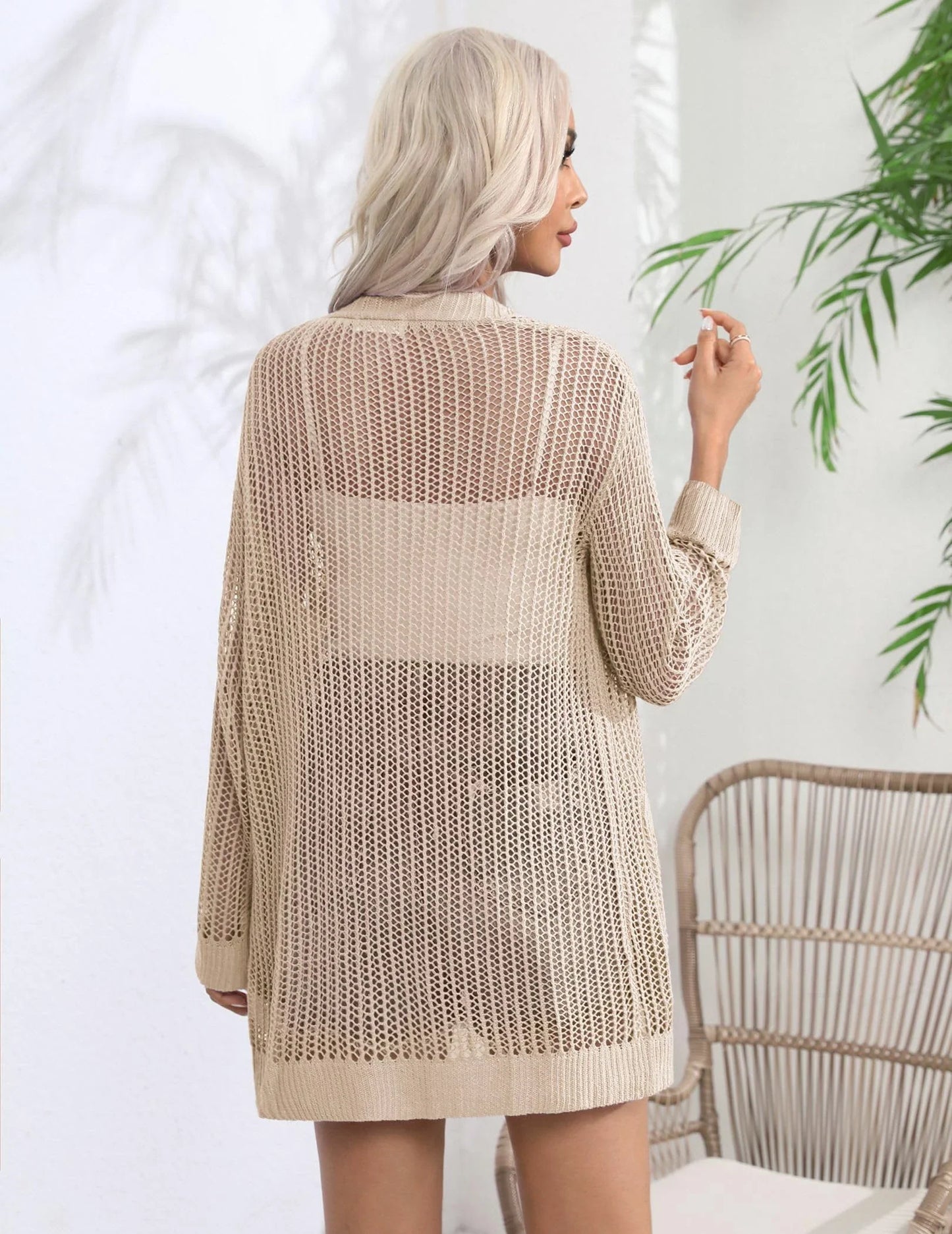 Cardigans- Open-Front Crochet Knit Cardigan for Women- - IndioGear.com