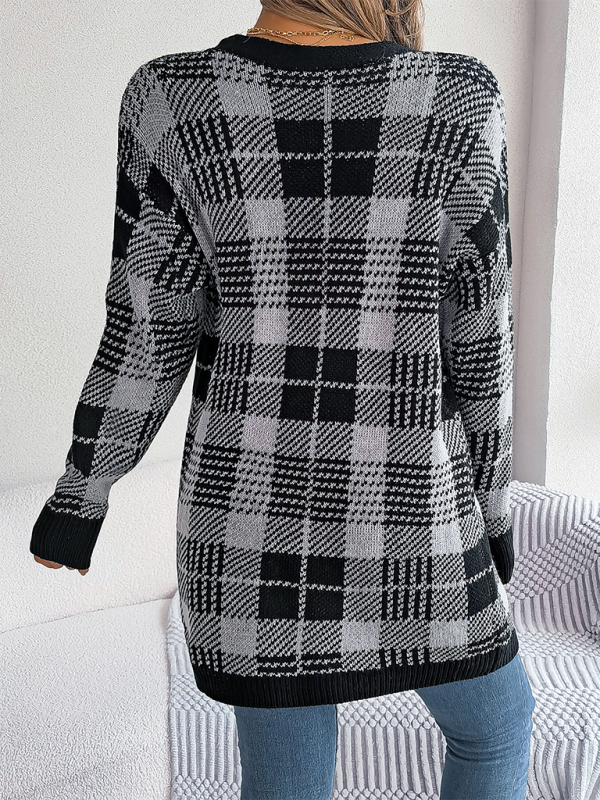 Cardigans- Open Front Plaid Cardigans – Classy & Casual- - IndioGear.com