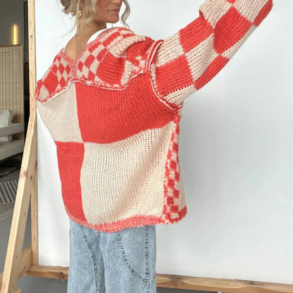 Cardigans- Pregnancy Oversized Bold Checker Cardigans- - IndioGear.com