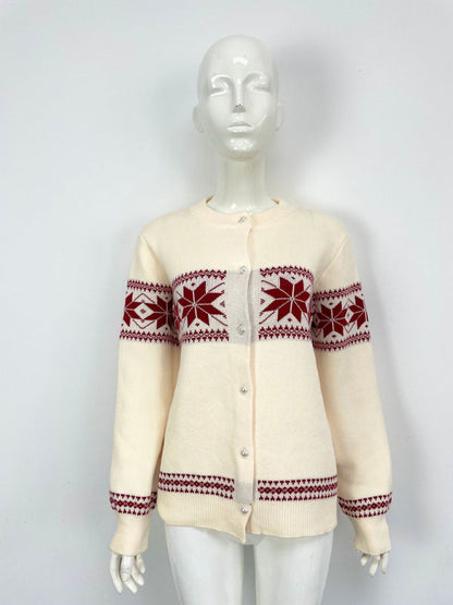 Cardigans- Snowflake Buttoned Cardigan Holiday Xmas Knitwear- - IndioGear Women Clothing