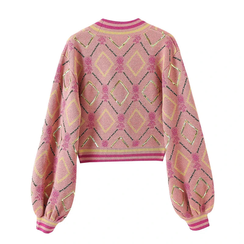 Cardigans- Sparkle Stripe Crop Cardigan Sweater for Evenings- - IndioGear.com