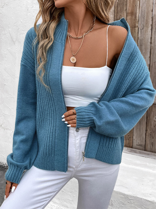 Cardigans- Teal Zip-Up Cardigan - The Perfect Layer for Women- - IndioGear.com