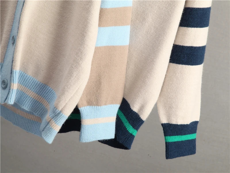 Cardigans- Varsity Charm Striped Cardigan- - IndioGear.com