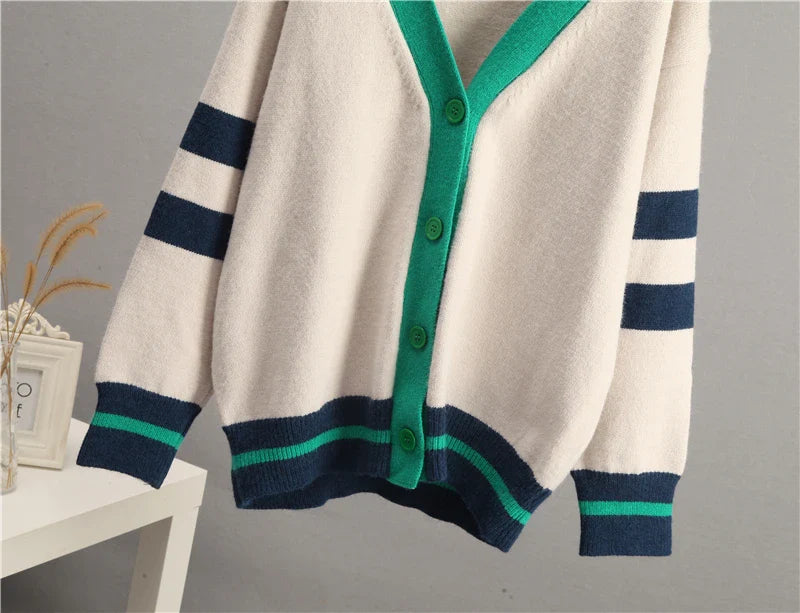 Cardigans- Varsity Charm Striped Cardigan- - IndioGear.com