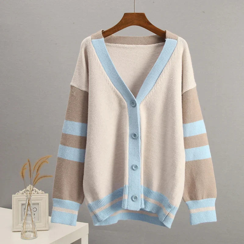 Cardigans- Varsity Charm Striped Cardigan- - IndioGear.com