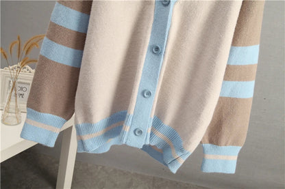 Cardigans- Varsity Charm Striped Cardigan- - IndioGear.com