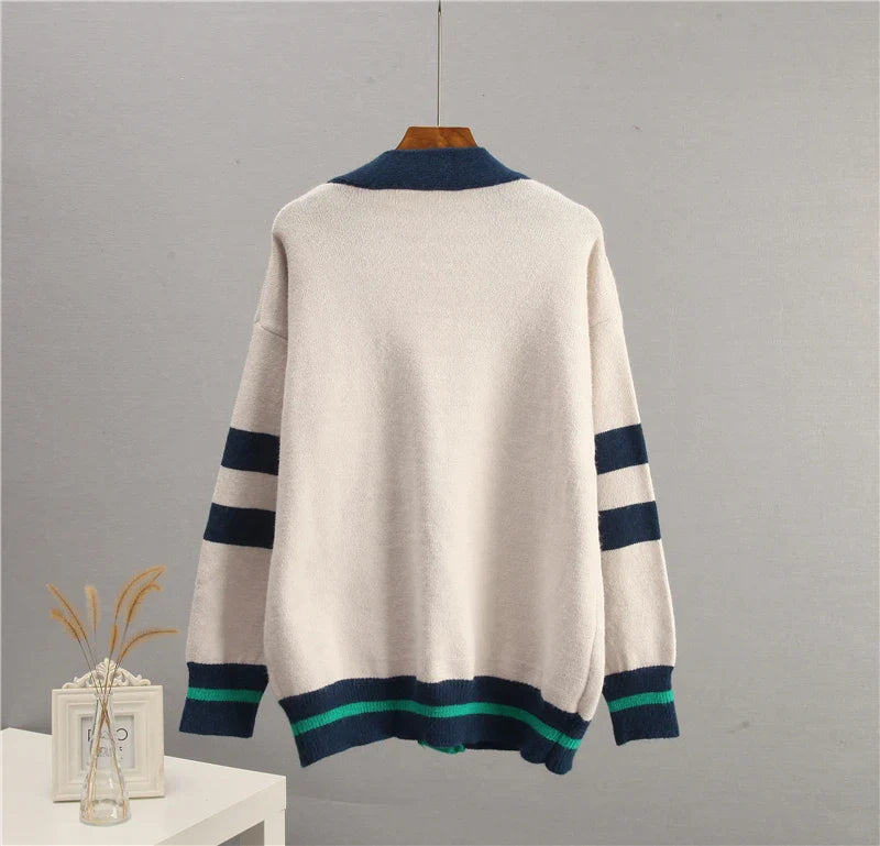 Cardigans- Varsity Charm Striped Cardigan- - IndioGear.com