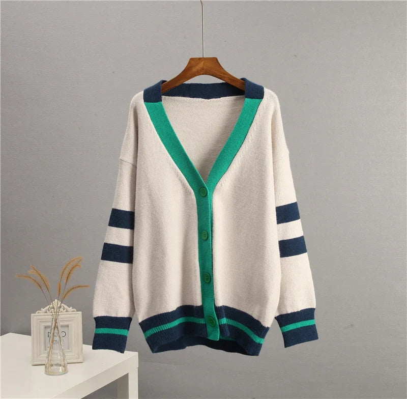 Cardigans- Varsity Charm Striped Cardigan- - IndioGear.com