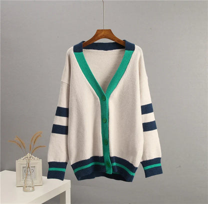 Cardigans- Varsity Charm Striped Cardigan- - IndioGear.com