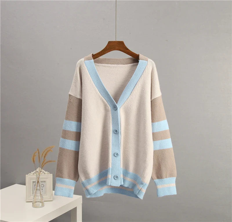 Cardigans- Varsity Charm Striped Cardigan- - IndioGear.com