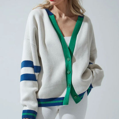 Cardigans- Varsity Charm Striped Cardigan- - IndioGear.com