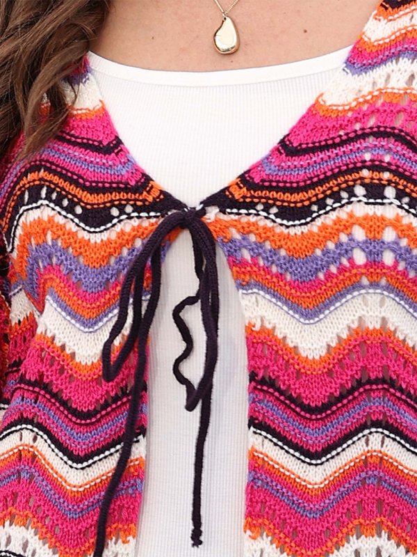 Cardigans- Wave Pattern Cardigans - Casual Toppers- - IndioGear.com