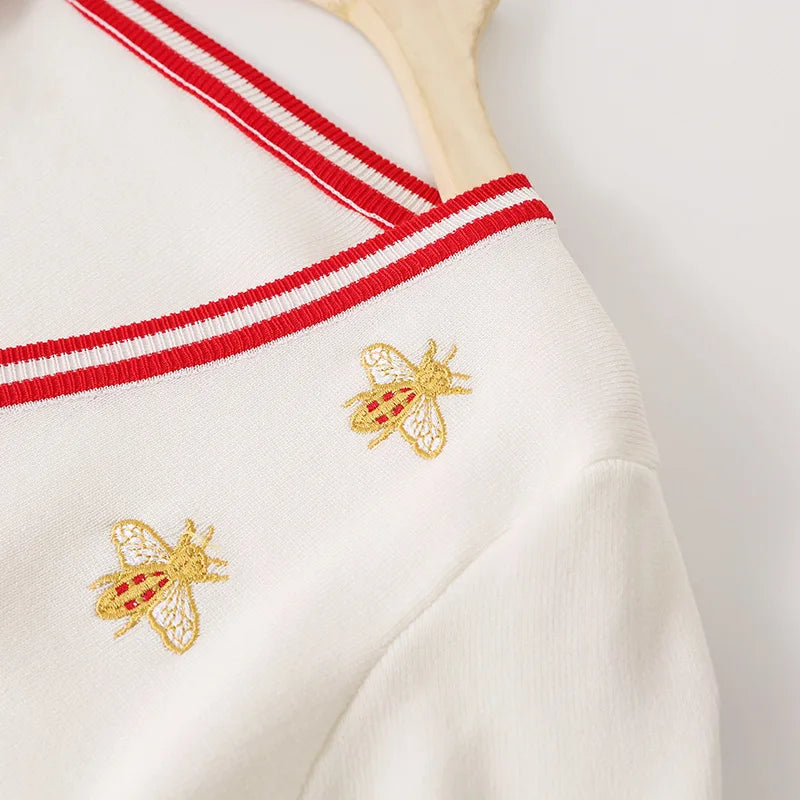 Cardigans- Women Bee-Embroidered Cardigan- - IndioGear.com