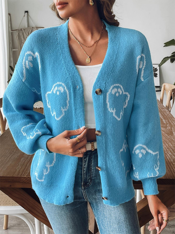 Cardigans- Women’s Knitwear Button-Up Ghost Cardigan | Cozy Fall & Winter Essential- - IndioGear.com