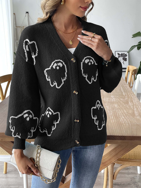 Cardigans- Women’s Knitwear Button-Up Ghost Cardigan | Cozy Fall & Winter Essential- - IndioGear.com