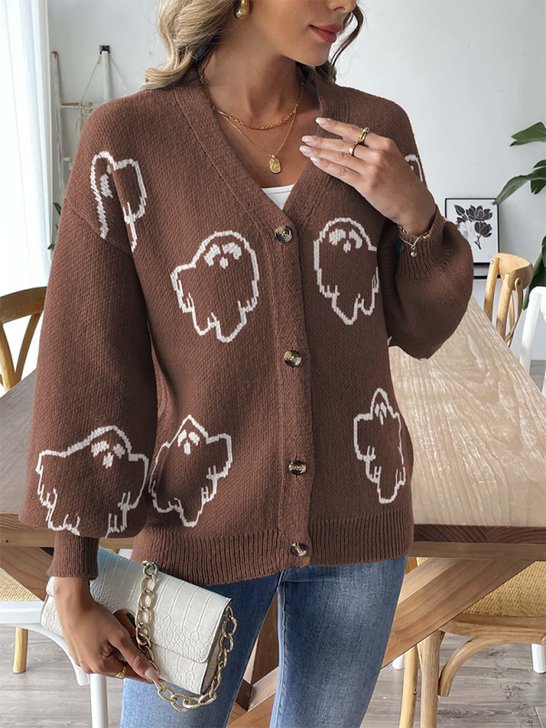 Cardigans- Women’s Knitwear Button-Up Ghost Cardigan | Cozy Fall & Winter Essential- - IndioGear.com