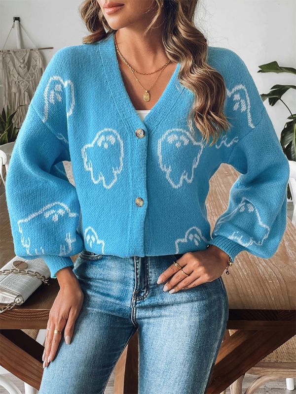 Cardigans- Women’s Knitwear Button-Up Ghost Cardigan | Cozy Fall & Winter Essential- - IndioGear.com