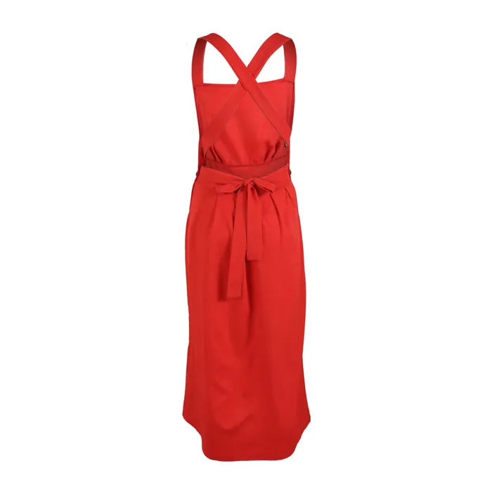 Casual Dresses- A-Line Solid Sleeveless Midi Dress with Bowknot Back- - IndioGear Fashion and Gear