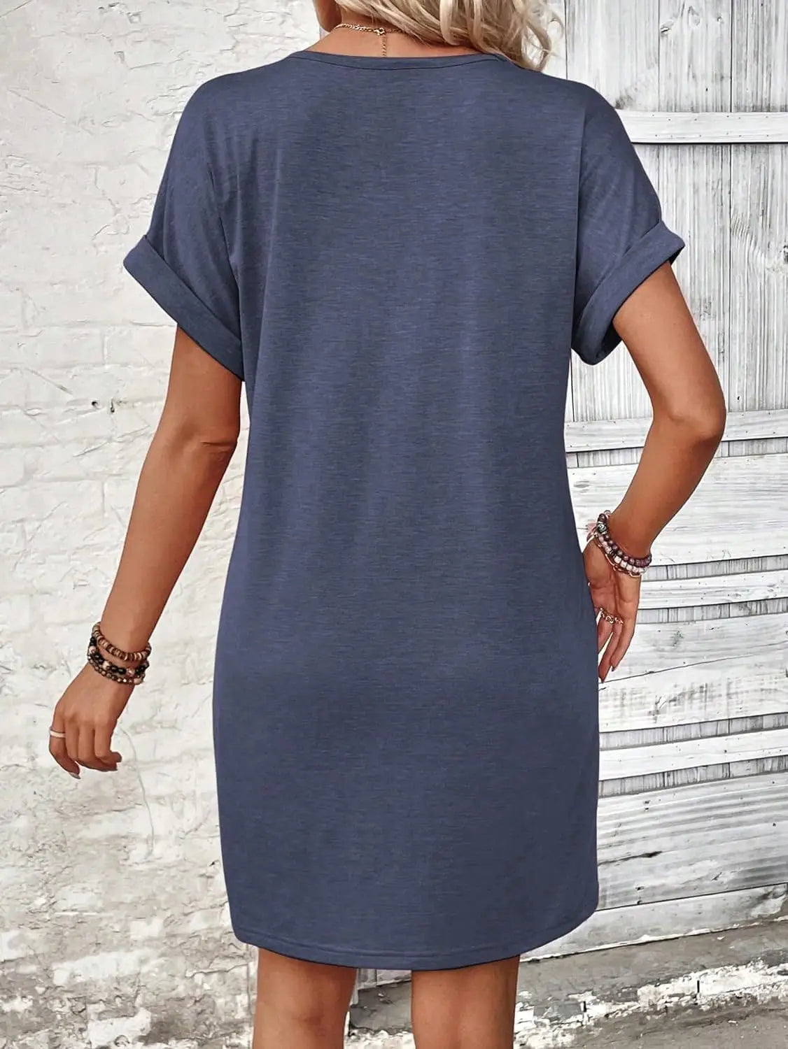 Casual Dresses- Comfy Cotton Blend T-Shirt Dress- - IndioGear.com