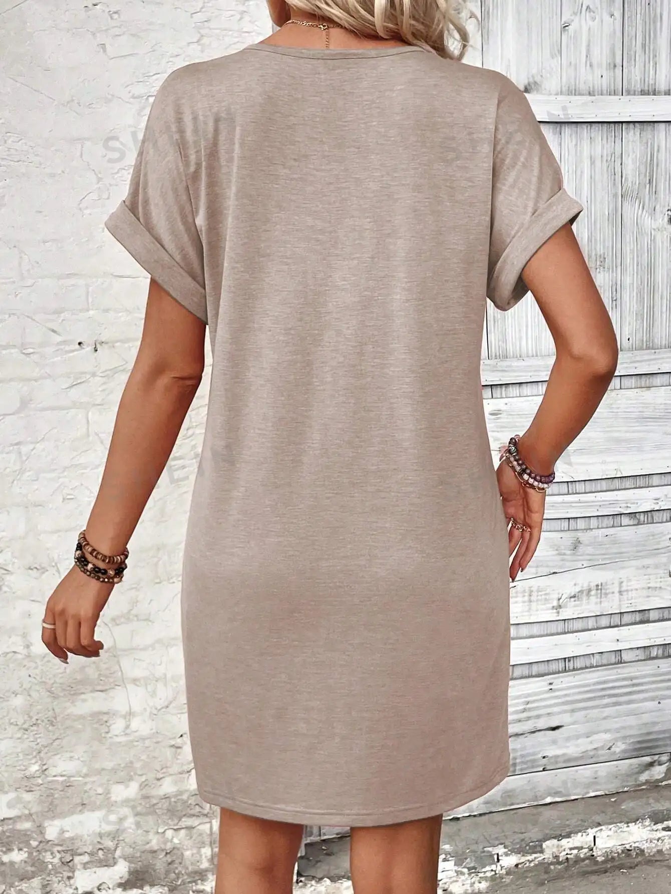 Casual Dresses- Comfy Cotton Blend T-Shirt Dress- - IndioGear.com