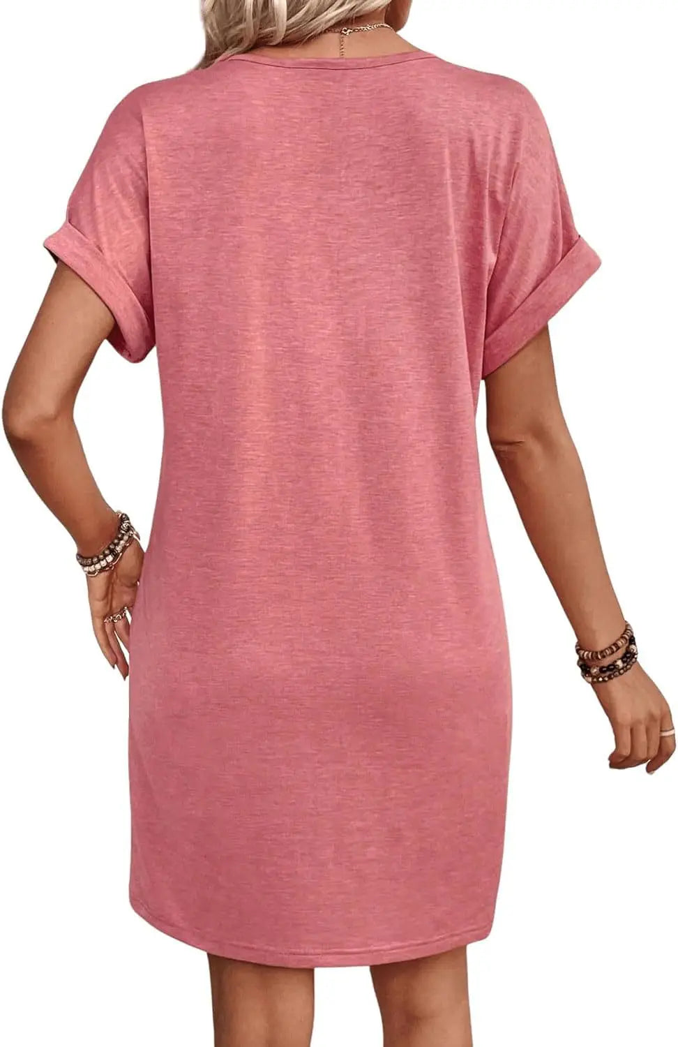 Casual Dresses- Comfy Cotton Blend T-Shirt Dress- - IndioGear.com