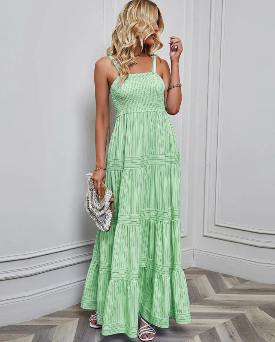 Casual Dresses- Festival Favorite Striped Maxi Dress for Summer Days- - IndioGear.com