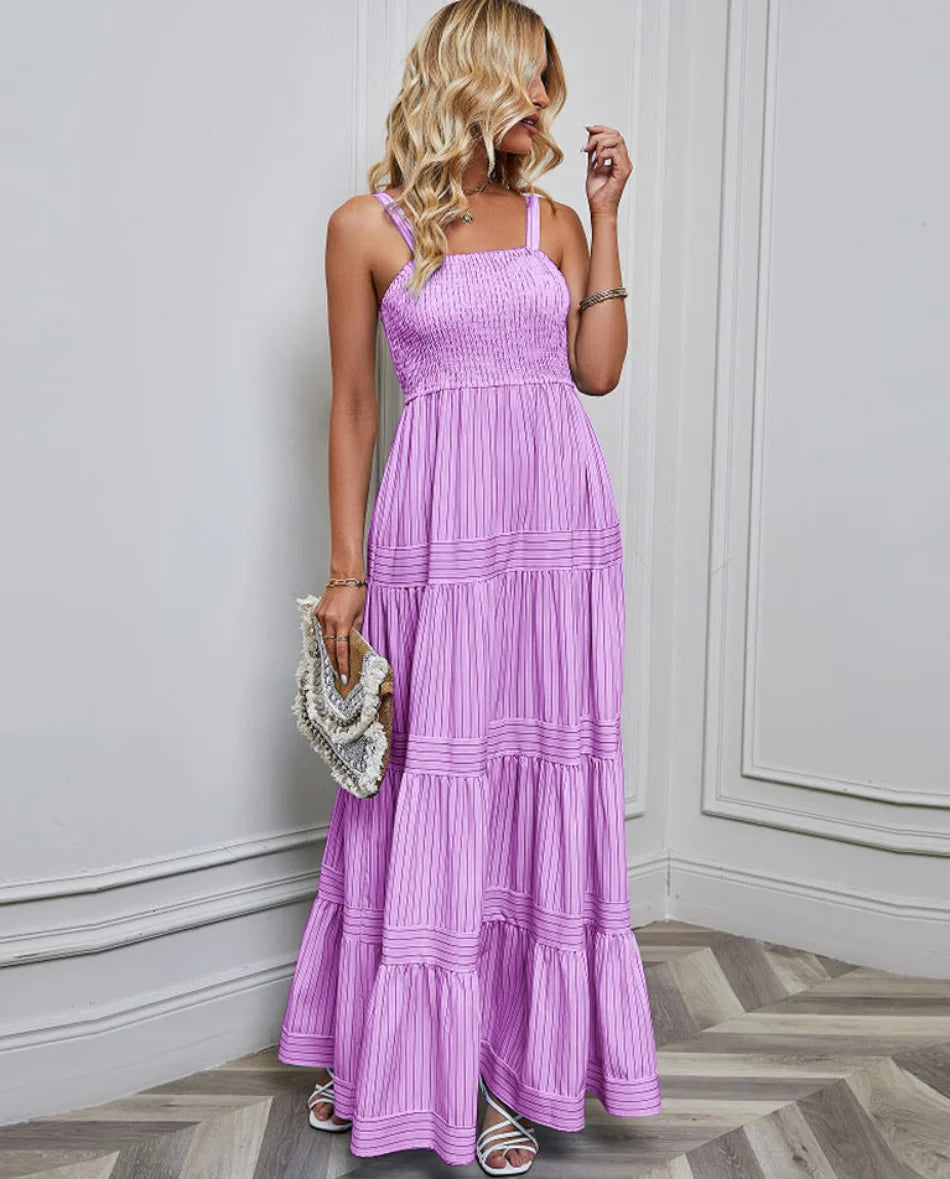 Casual Dresses- Festival Favorite Striped Maxi Dress for Summer Days- - IndioGear.com