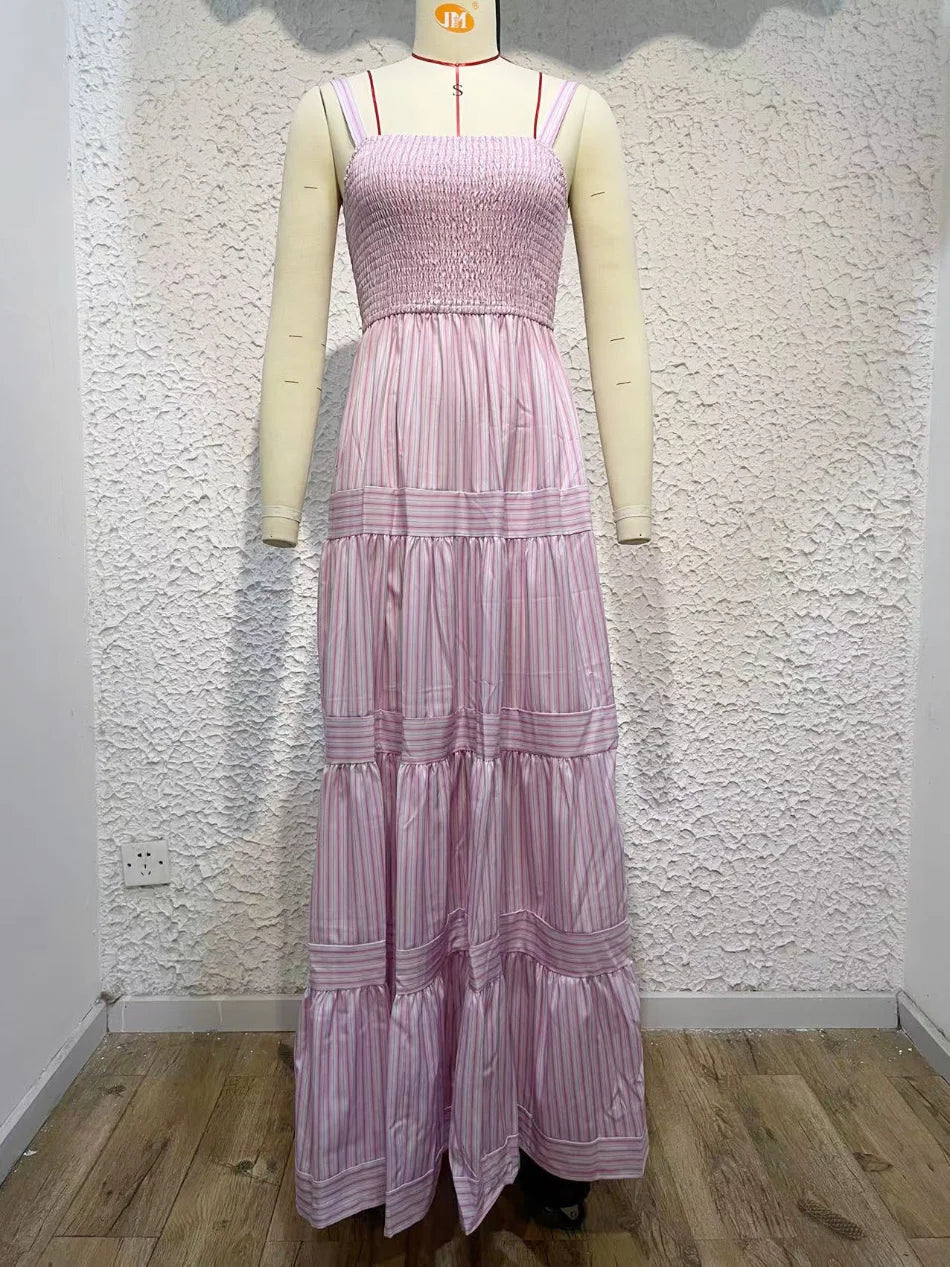 Casual Dresses- Festival Favorite Striped Maxi Dress for Summer Days- - IndioGear.com