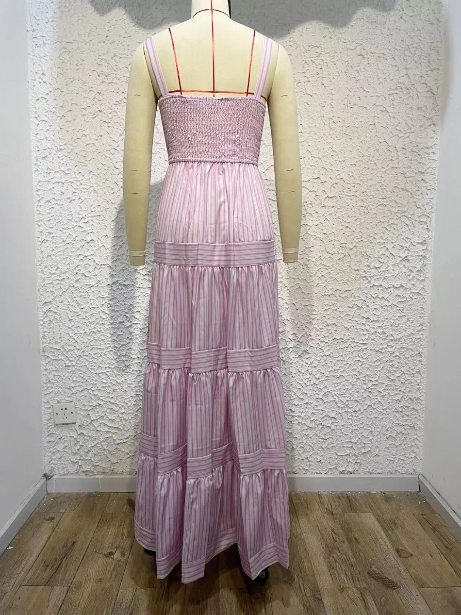 Casual Dresses- Festival Favorite Striped Maxi Dress for Summer Days- - IndioGear.com