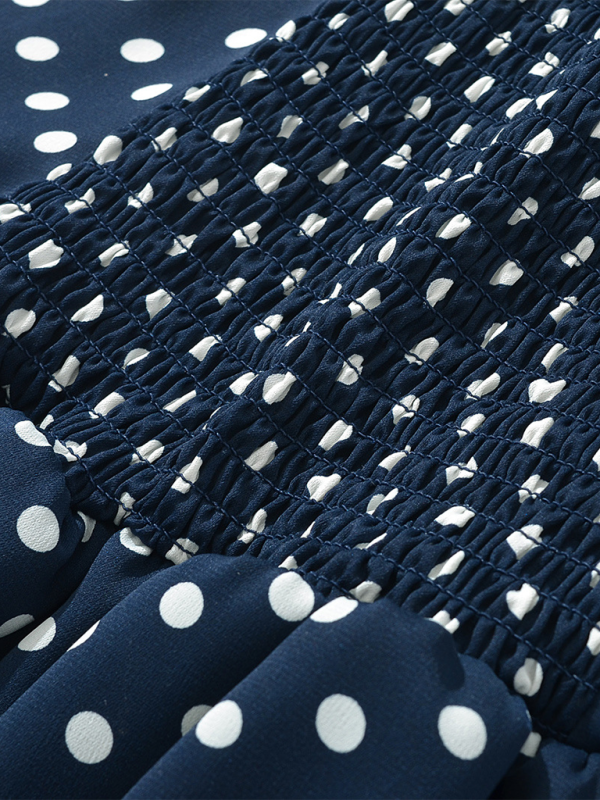 Casual Dresses- Polka Dot Drop-Waist Mini Dress- - IndioGear.com