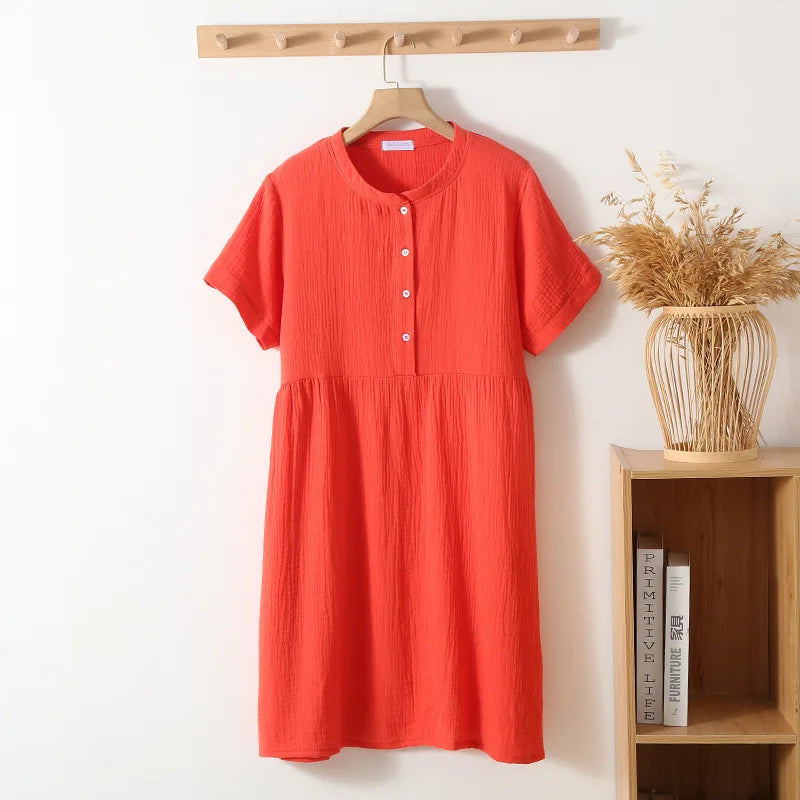 Casual Dresses- Soft Crepe Casual Dress Perfect for Any Day- Orange red- IndioGear.com