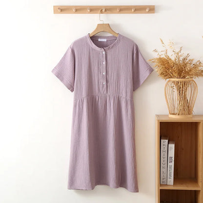 Casual Dresses- Soft Crepe Casual Dress Perfect for Any Day- Purple- IndioGear.com