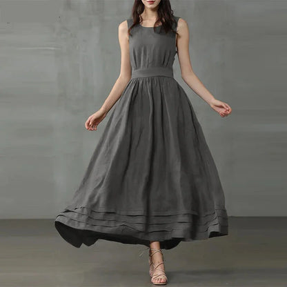 Casual Dresses- Timeless Flowy Belted Dress for Outdoor Celebrations- - IndioGear.com