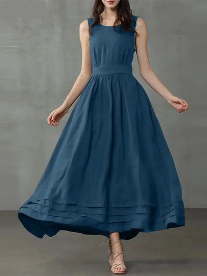 Casual Dresses- Timeless Flowy Belted Dress for Outdoor Celebrations- XXL XL 4XL M L S XXXL 5XL- IndioGear.com