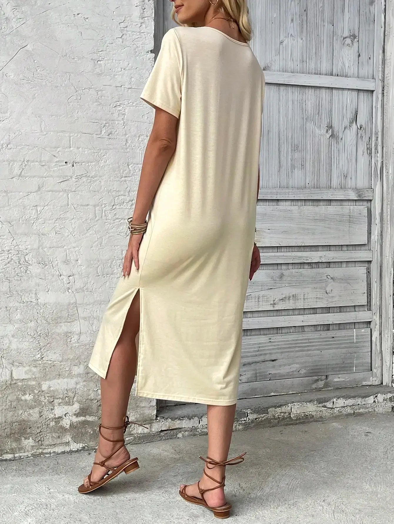 Casual Dresses- Tunic Style Midi Dress for Casual Outings & Summer Lounging- - IndioGear.com