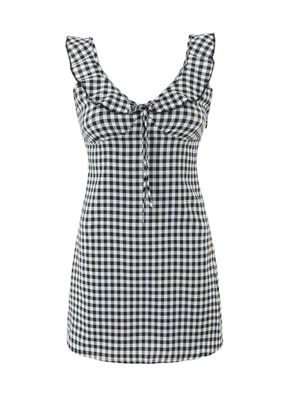 Casual Dresses- Women Checkmate Mini Dress- Black- IndioGear.com