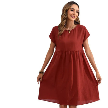 Casual Dresses- Women Cotton Linen Midi Dress for Any Setting- - IndioGear.com