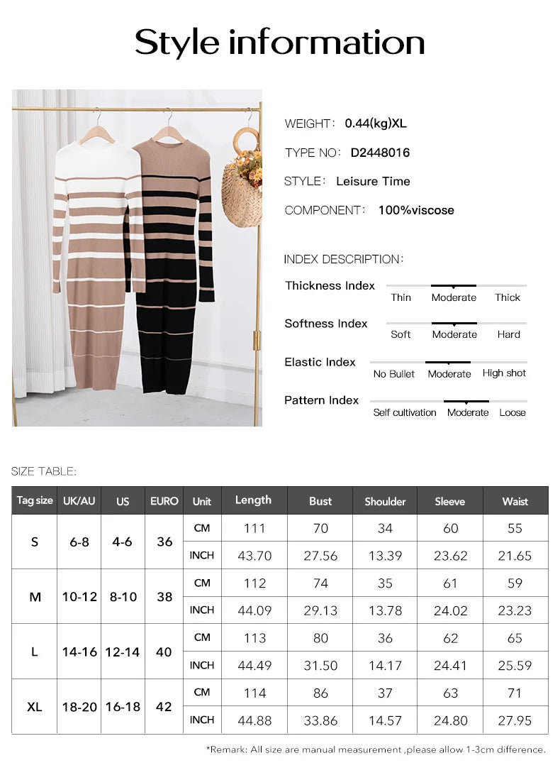 Casual Knit Midi Dresses- Trendy Long Sleeve Dress for Professional and Casual Wear- - IndioGear Women Clothing