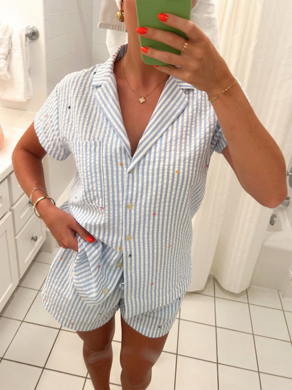 Women's Summer Vacay Outfit with Relaxed Fit Shorts & Shirt