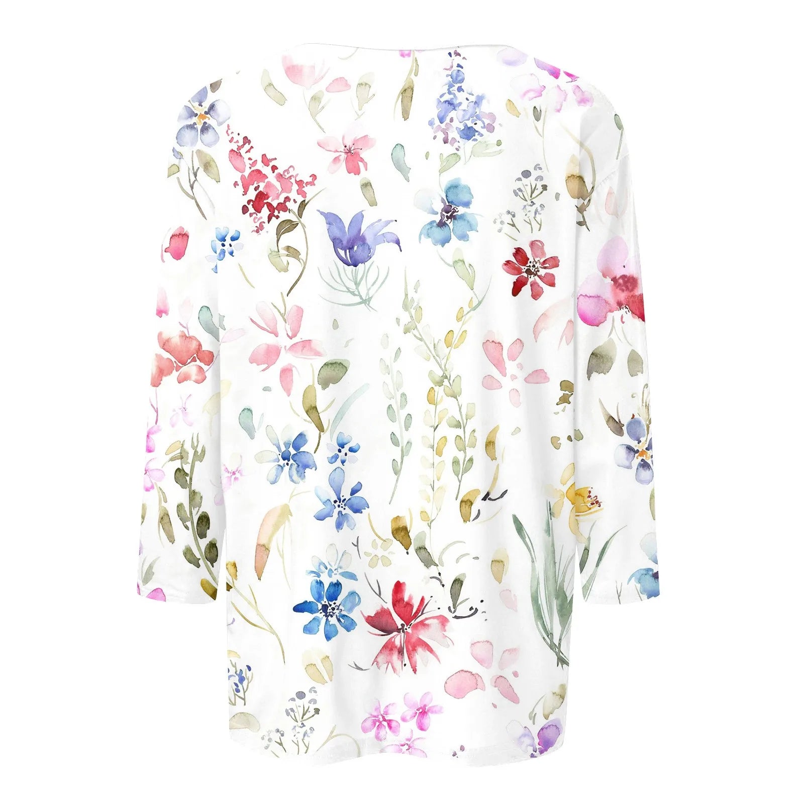 Casual Tees- Casual 3/4 Sleeve Floral Print Galore Pullover Top- - IndioGear.com