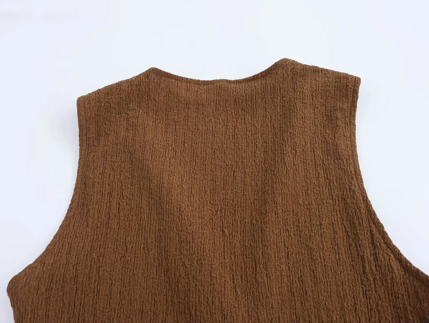 Casual Tops- Sleeveless Tweed Top Earthy Tone Vest Workwear- - IndioGear Women Clothing