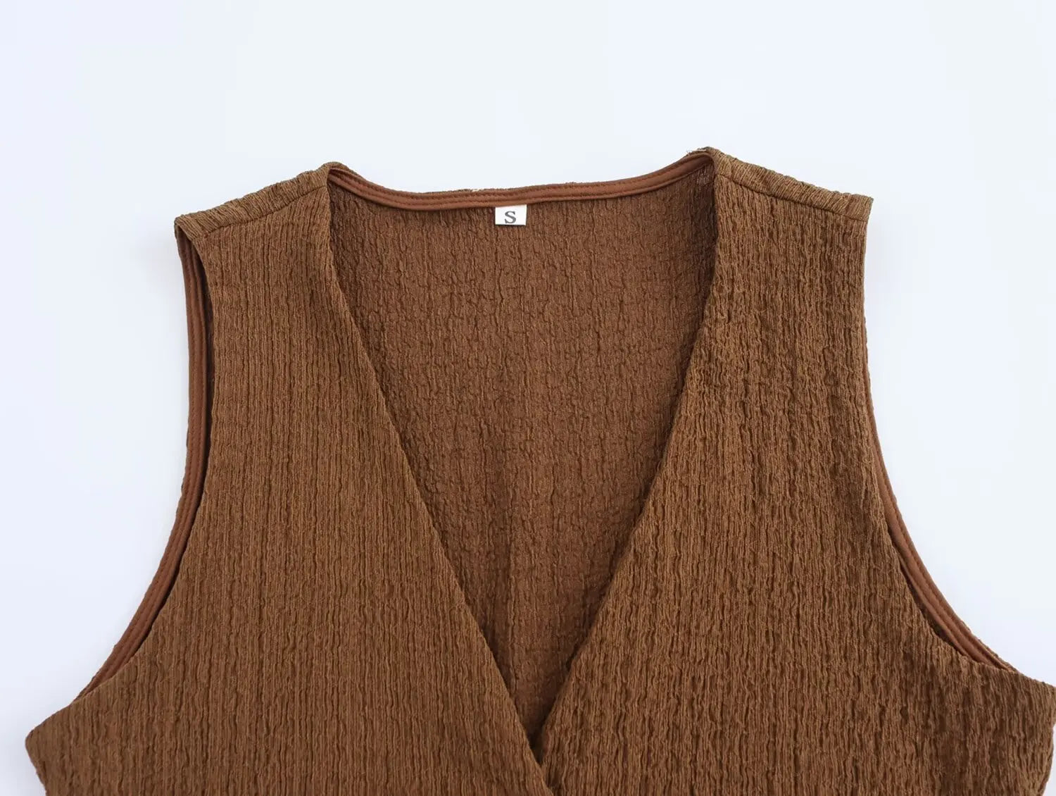 Casual Tops- Sleeveless Tweed Top Earthy Tone Vest Workwear- - IndioGear Women Clothing