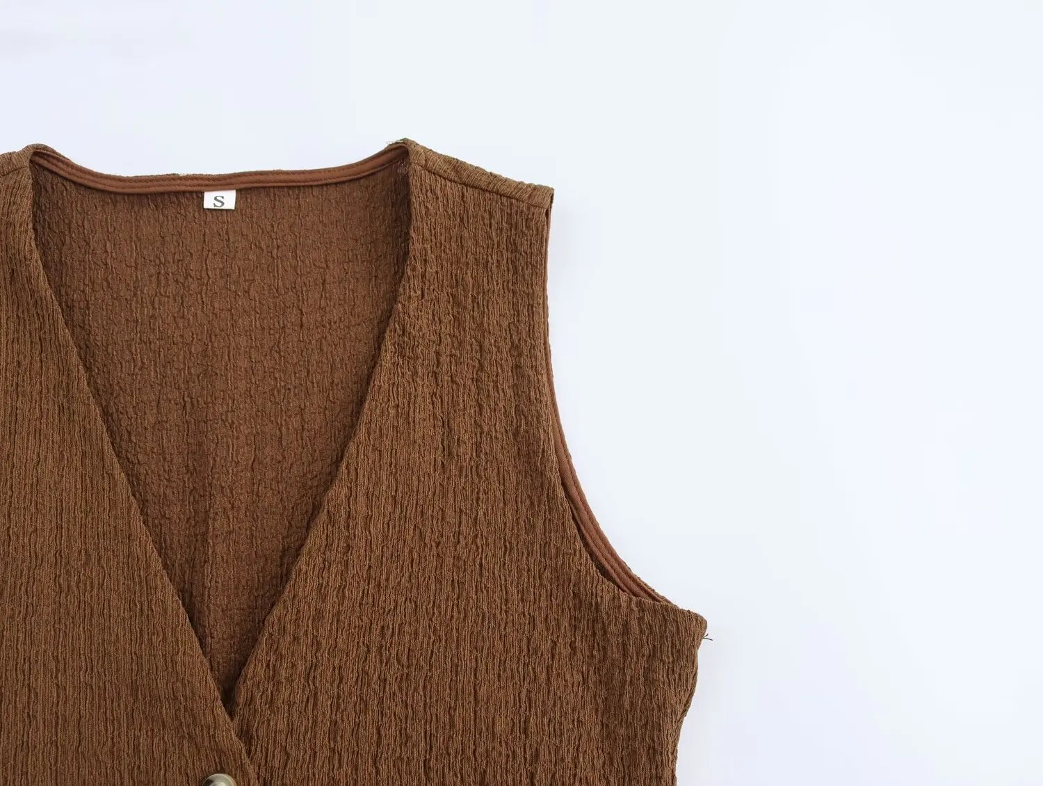 Casual Tops- Sleeveless Tweed Top Earthy Tone Vest Workwear- - IndioGear Women Clothing