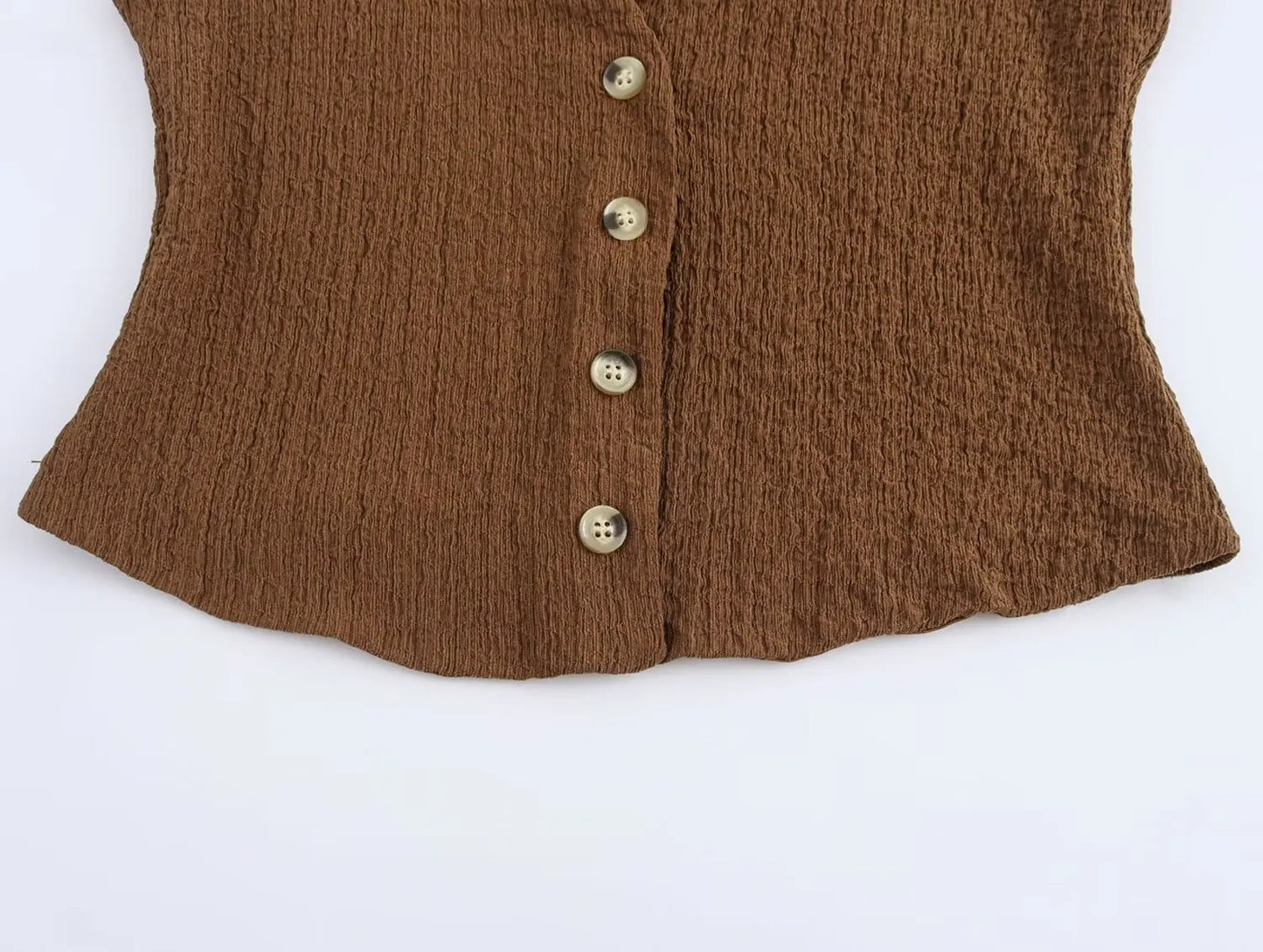 Casual Tops- Sleeveless Tweed Top Earthy Tone Vest Workwear- - IndioGear Women Clothing