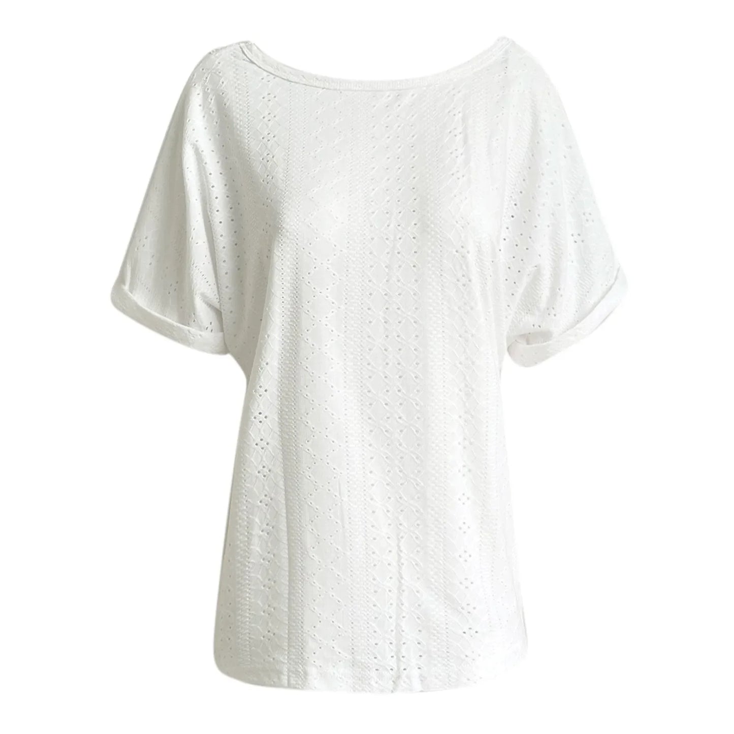 Casual Tops- Women's Eyelet Blouse with Embroidered Lace Back- - IndioGear.com